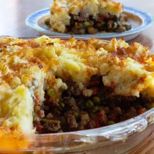 shepherd's pie with a slice in the background