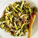 a bowlful of Hettie McKinnon's Roasted Broccoli and Crispy Chickpeas with Sichuan Dukkah