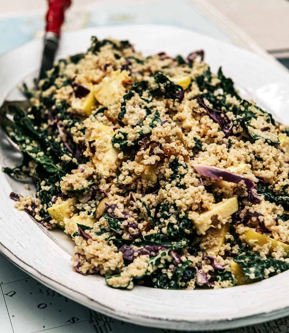 quinoa salad with greens and a bit of radicchio